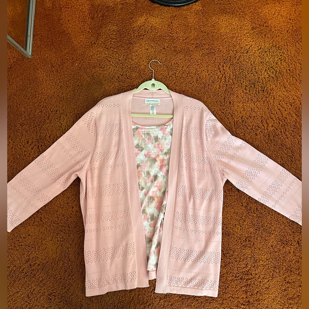 Alfred Dunner Light Pink Open-Front Cardigan
